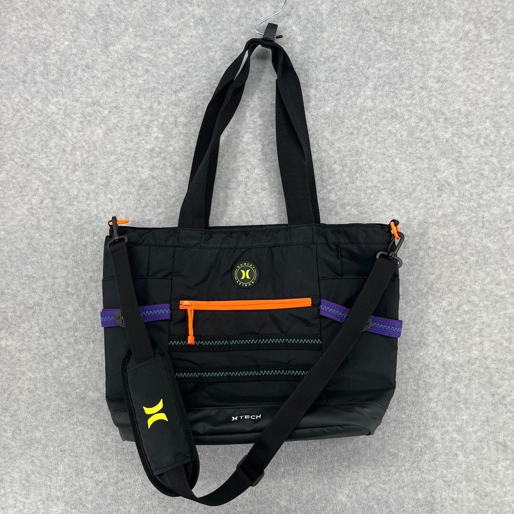 NWOT Hurley Tech Utility Tote Bag Black Laptop Sleeve Tactical Shoulder Strap